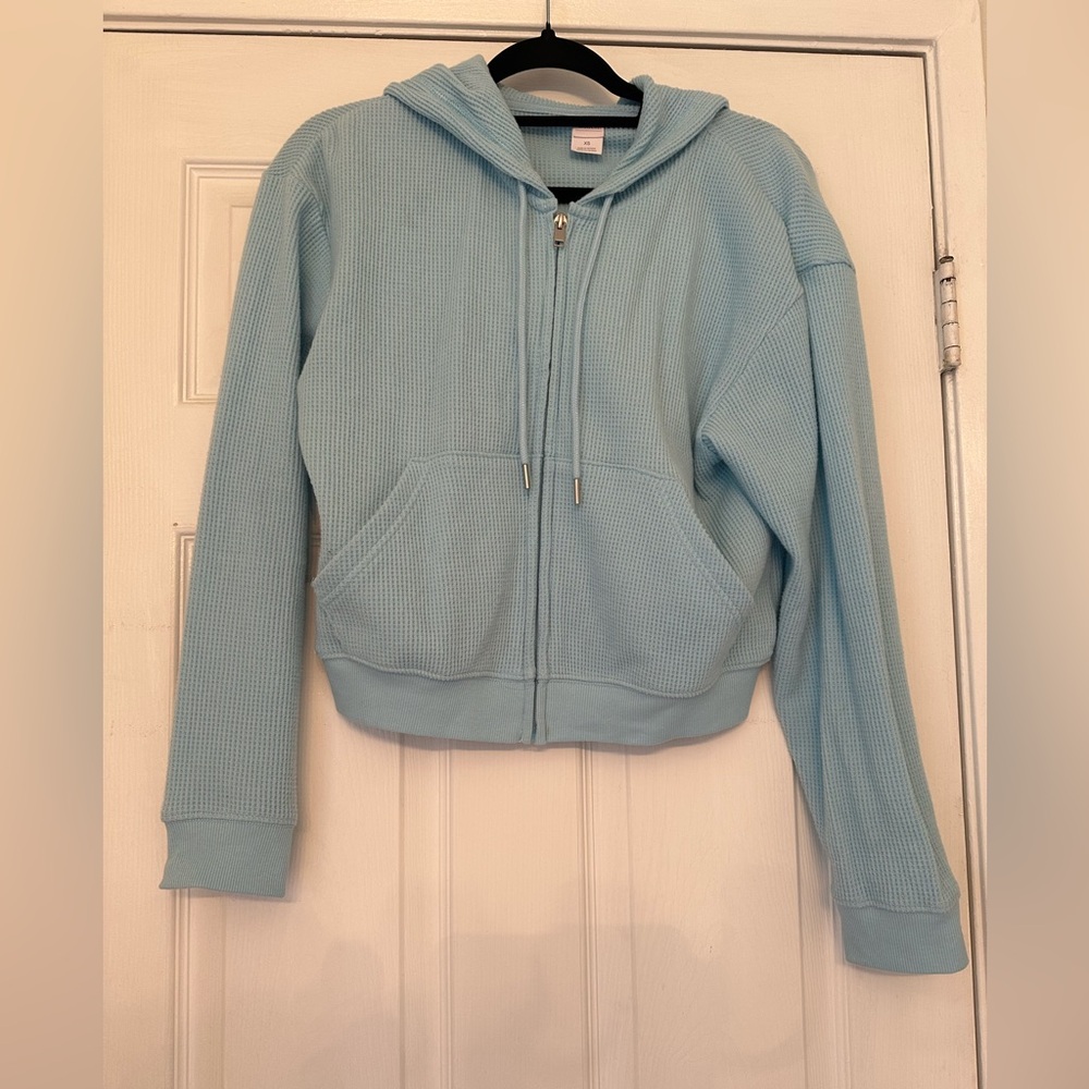 Auden Sky Blue Waffle Knit Hoodie size XS